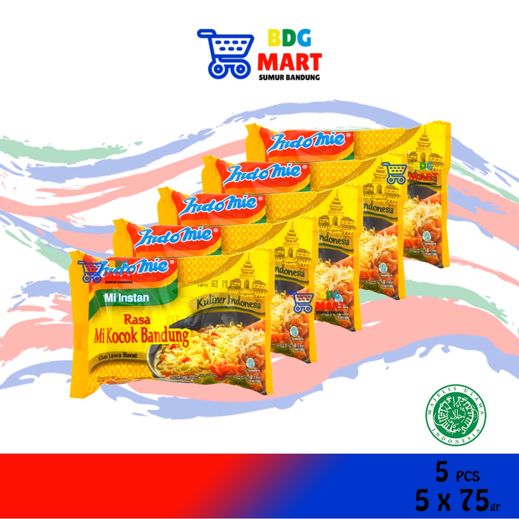 

PAKET 5 PCS Indomie Kuliner Mi Kocok Bandung Mie Instan Kuah Dengan Bumbu Mi Kocok - 5pcs x 75gr