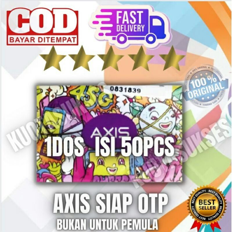 Jual Perdana Axis Aktif Sudah    Registrasi Perkotak Isi 50 Pcs Indonesia