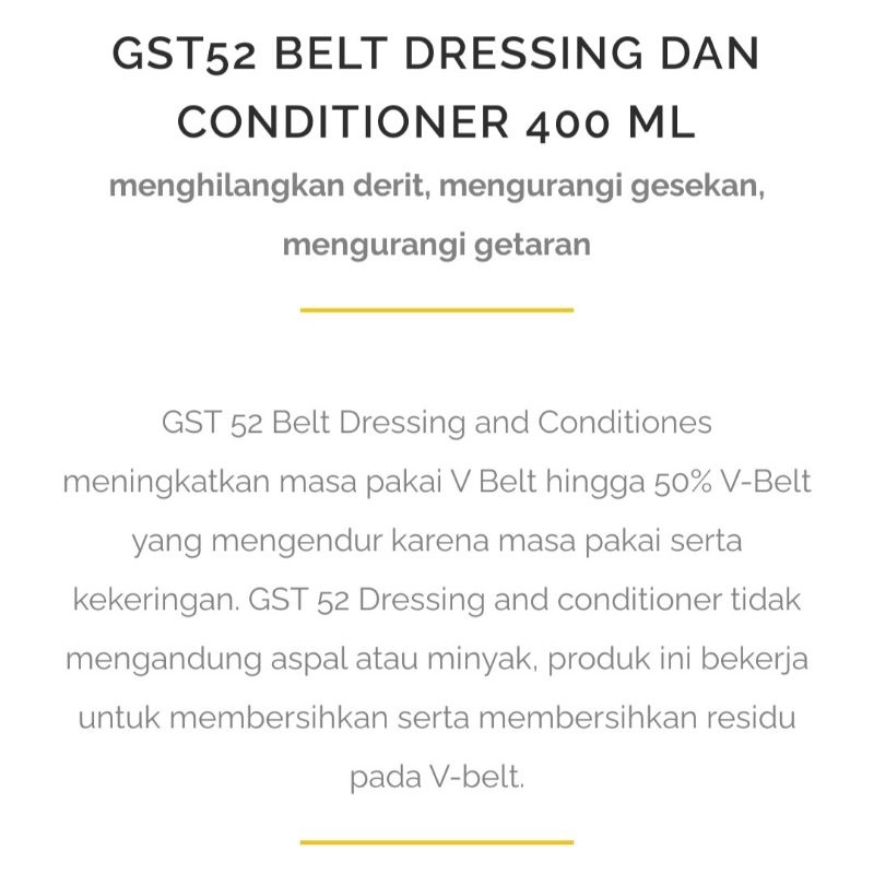 Belt Dressing 300ml Gst52 Pembersih V-belt fanbelt mobil dan motor