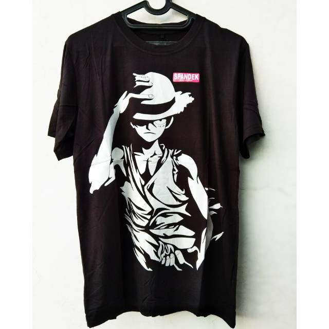 Kaos Baju Distro One Piece Topi Jerami Luffy Hitam Putih