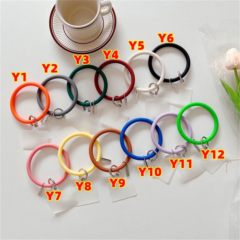 Tali Lanyard Anti Hilang Bahan Silikon Warna Macaron Untuk Gantungan Kunci / Handphone Universal