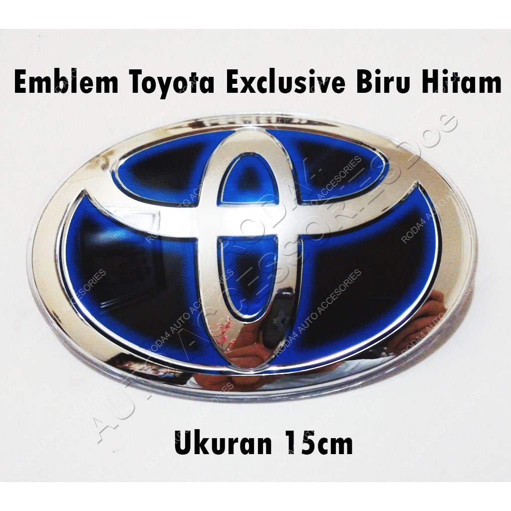 Emblem Logo Toyota Biru ORI Hitam NEW MODEL 15 CM HYBRID