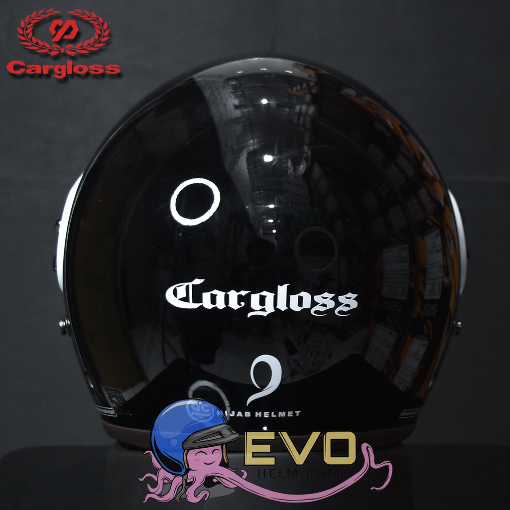 HELM CARGLOSS YRH HIJAB &quot;ORI&quot; - DEEP BLACK GLOSSY HELM WANITA HIJAB ( ONGKIR 1KG SAJA )