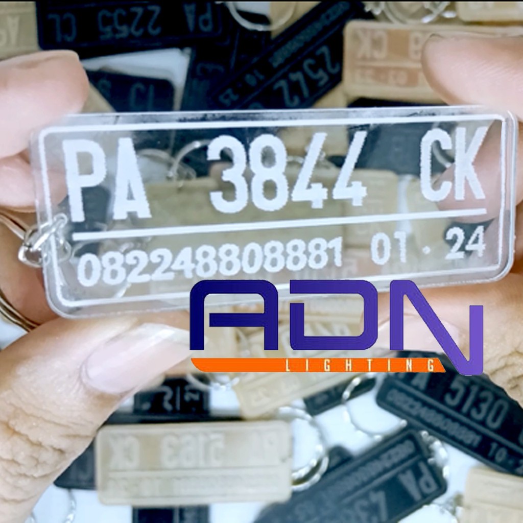 Gantungan kunci model plat NOMOR akrilik grafir MOTOR MOBIL CUSTOM PCS