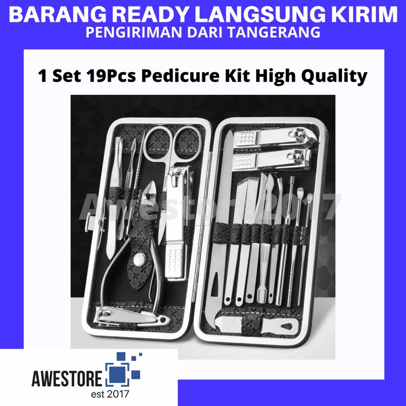 1 SET 19PCS Gunting Kuku Alat Pedicure Manicure Stainless Profesional