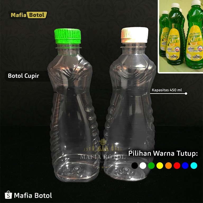 Botol Plastik Cupir Sabun Cair Cuci Piring sunlight mama lemon 450 ml tutup ulir murah hijau besar