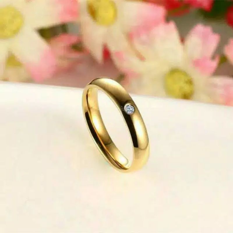 CINCIN TITANIUM WARNA EMAS DIAMON CINCIN PRIA-WANITA