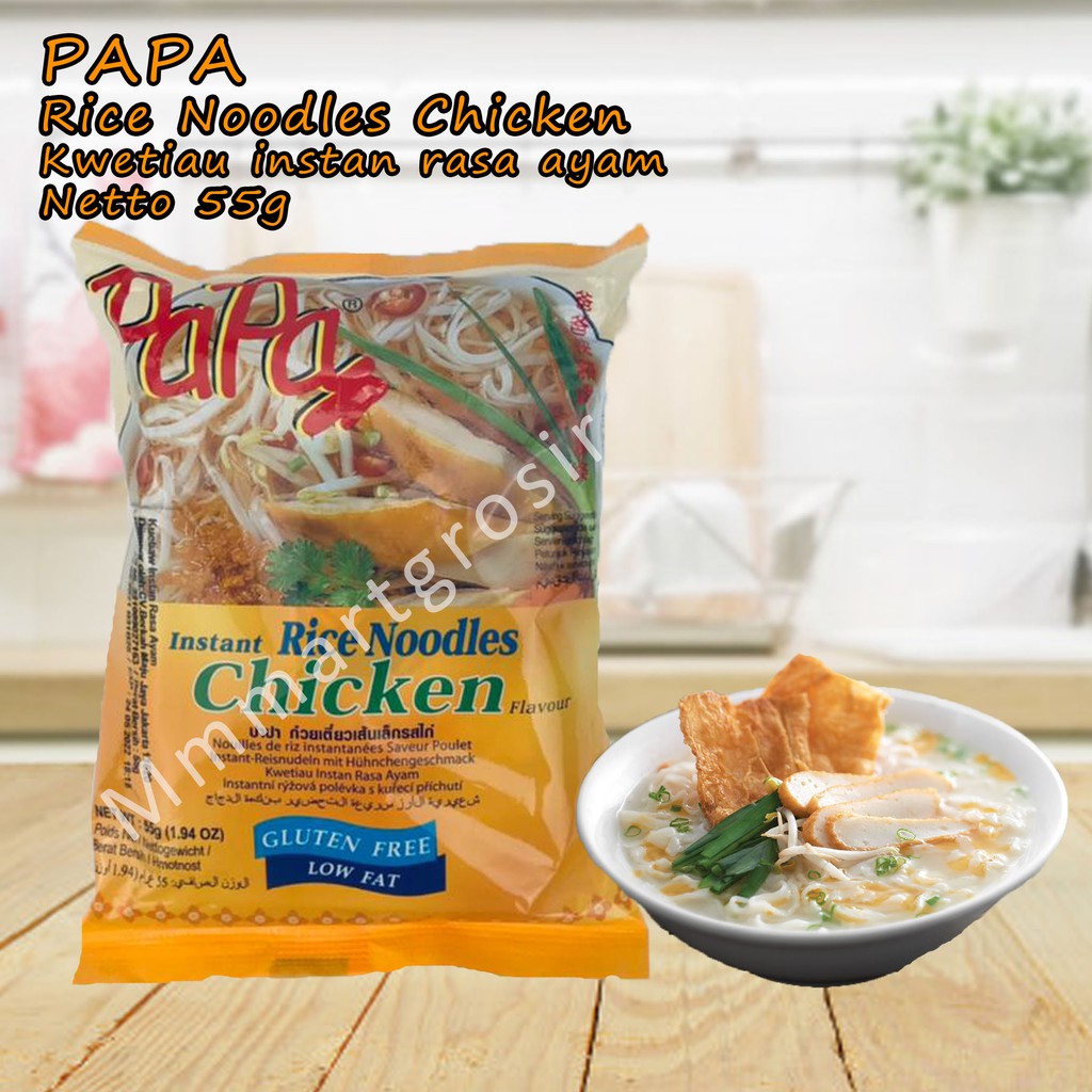 Papa / Rice Noodles Chicken / Kwetiau instan rasa ayam / 55g