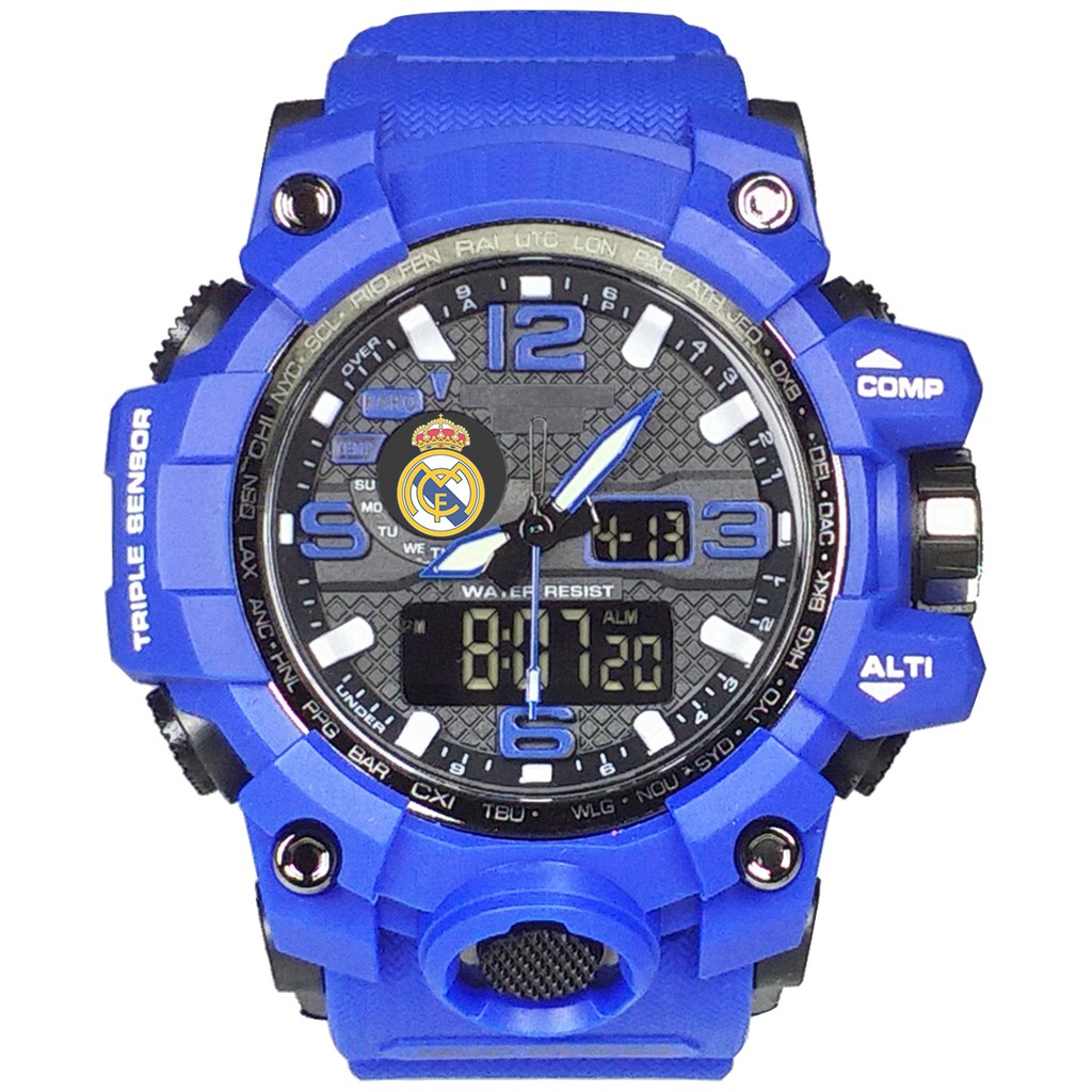 (Istimewa Bossque) Jam REAL MADRID Double Time Full Biru (Exclusive)