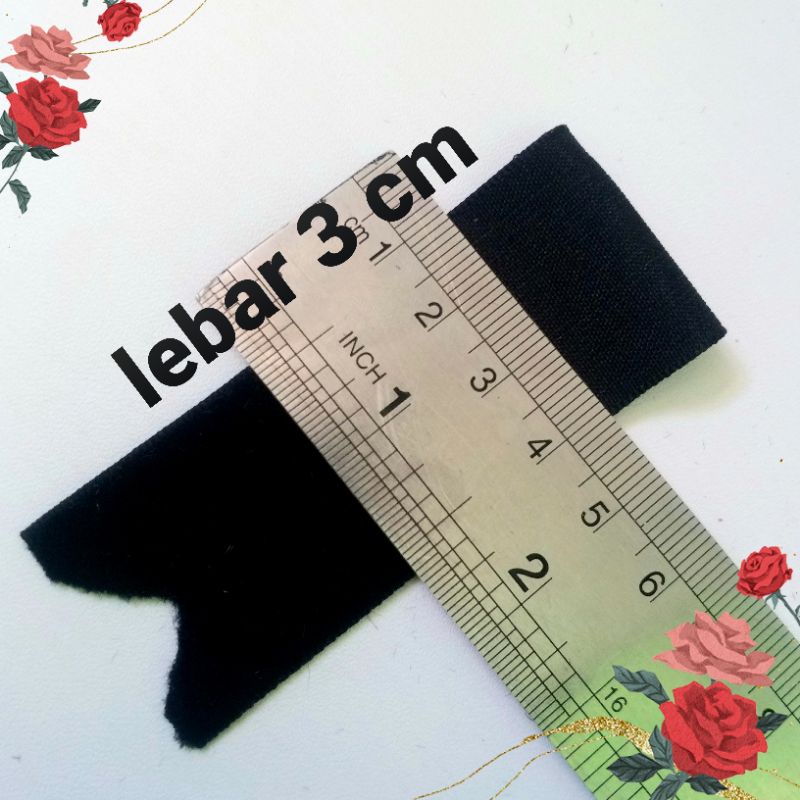 

per rol 15 meter,pita bludru/velvet warna hitam lebar 3 cm
