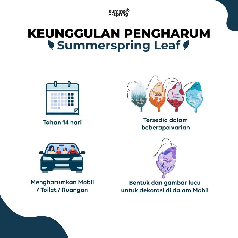 Pengharum Ruangan Aromaterapi Gantung Leaf Parfum Mobil Pewangi Kamar Mandi Tahan Lama Summer Spring