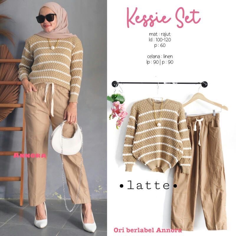 CHESSY SET + KESSIE SET  ( ATASAN + CELANA ) / BEST SELLER / BISA COD-Kessie latte