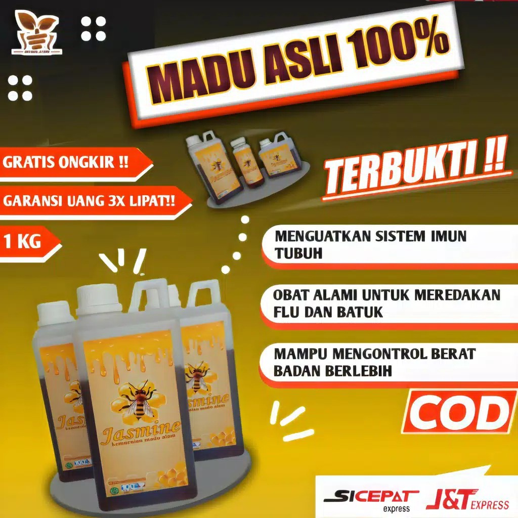 

Madu Murni Asli 1 Kg Manis Madu Murni Jasmine Hutan Asli 100% Multiflora Sumatera Isi 1 kg