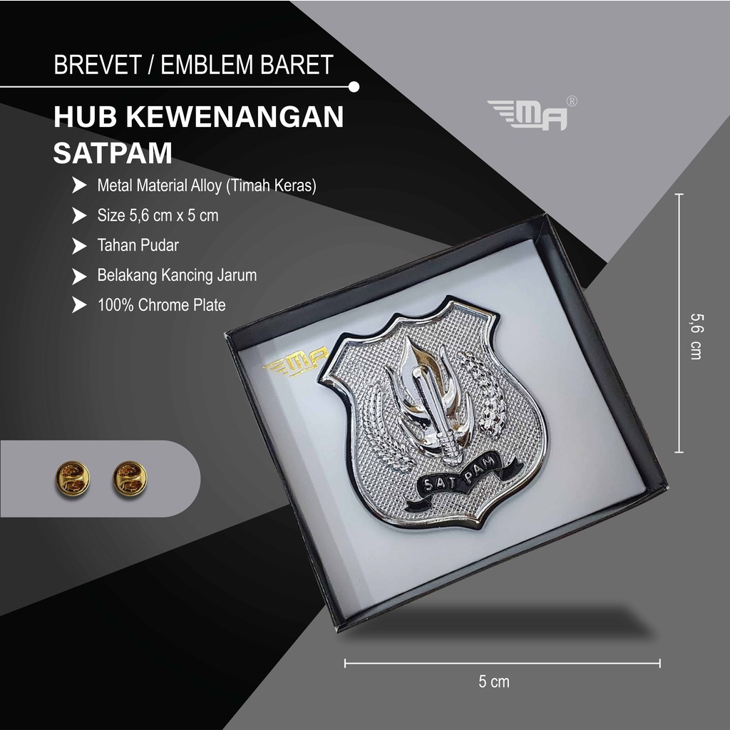 KEWENANGAN SATPAM CHROME PDH BRIBVET BREVET PIN WING KEWENANGAN SATPAM