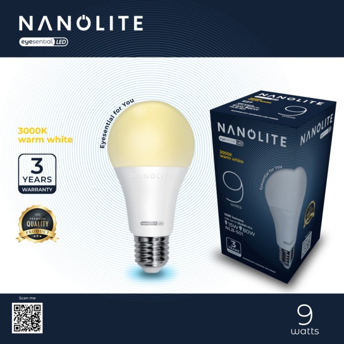 NANOLITE Bohlam Lampu LED 9W Bulb 9 Watt Cahaya Kuning Warm White