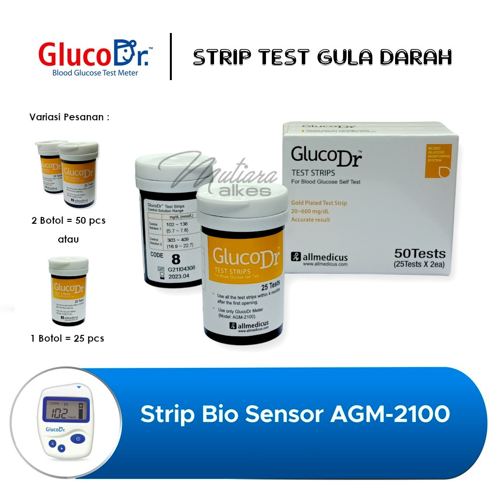 (MUTIARA ALKES) Strip GlucoDr / Gluco Dr Biosensor - Code 8