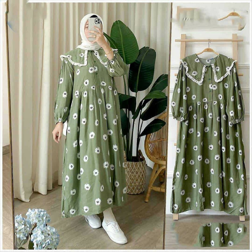GAMIS MORI MIDI DRESS KERAH RENDA