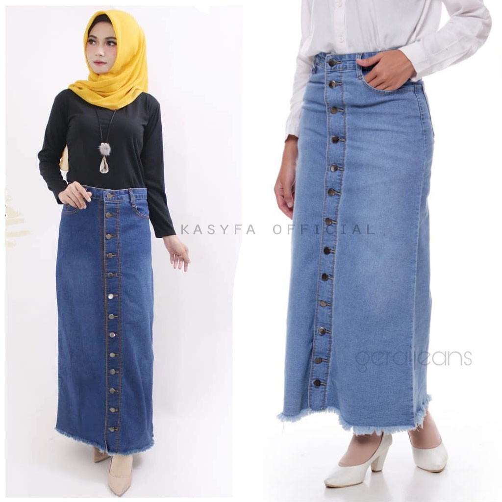 ROK JEANS KANCING RAWIS // XANDRA SKIRT BUTTON