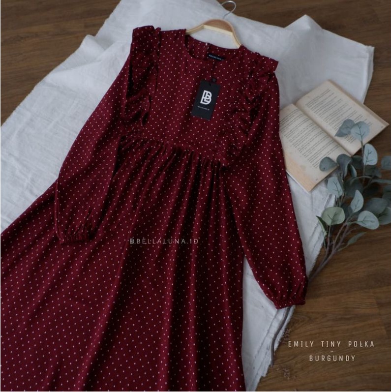 EMILY TINY POLKA-BURGUNDI BY BELLALUNA.ID/GAMIS ADEM/ORIGINAL BELLALUNA.ID