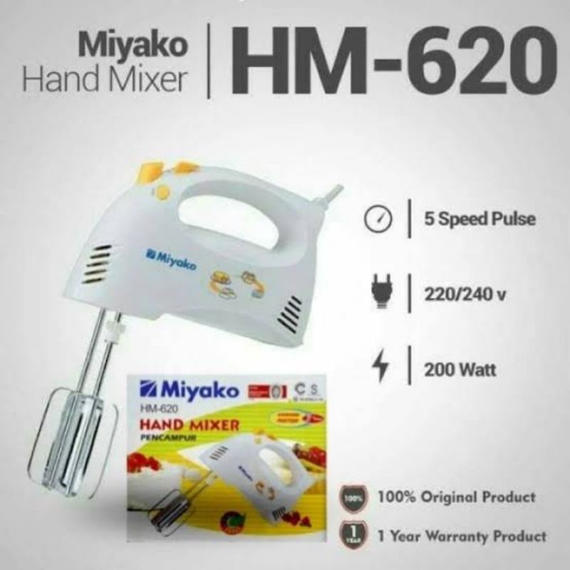 Hand Mixer / Mixer Tangan Miyako HM-620