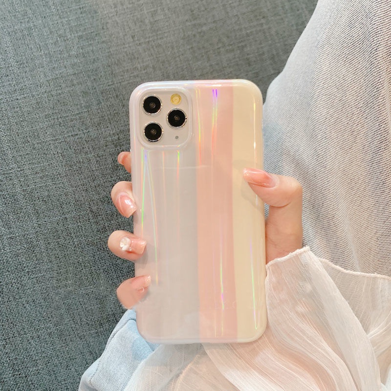 Soft Case Silikon Anti Jatuh Warna Pelangi Untuk Iphone 7 8 Plus X Xs Xr Xs Max 12 11 Pro 11 Pro Max