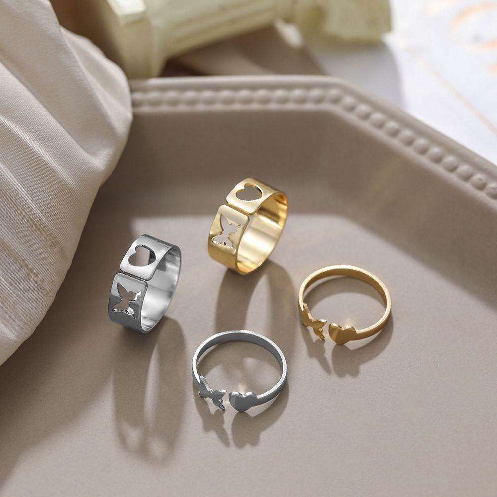 NEEDWAY Cincin Pasangan 2pcs /set Retro Bulan Kepribadian Kekasih Hadiah Anniversary Paduan Pria Jari Gesper