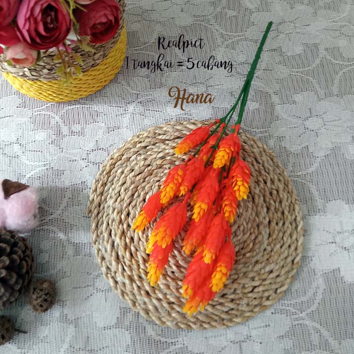 Bunga plastik dekorasi/rumput plastik banan ringbox/ daun plastik-ORANGE