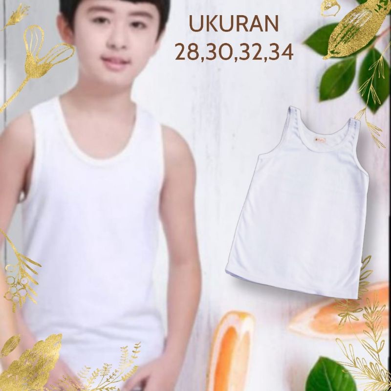 6 PC Singlet Polos Putih Anak Usia 7-14thn / Kaos Dalam Anak Unisex Cowok Cewek / Pakaian Dalam Anak Polos