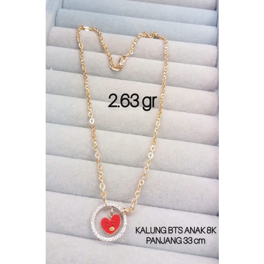 KALUNG ANAK BTS BT21 HWT GOLD EMAS ASLI KADAR 375/8K