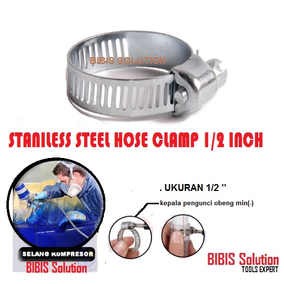 Jual Klem Selang Kompresor Hose Clamp Setengah Inch Stainless