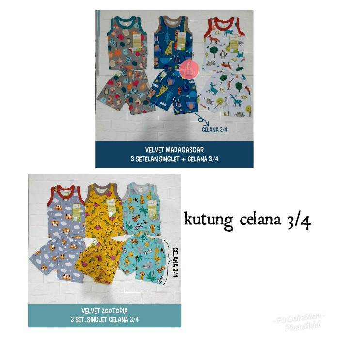 Velvet Junior 3 Setelan Singlet/Kutung Celana 3/4