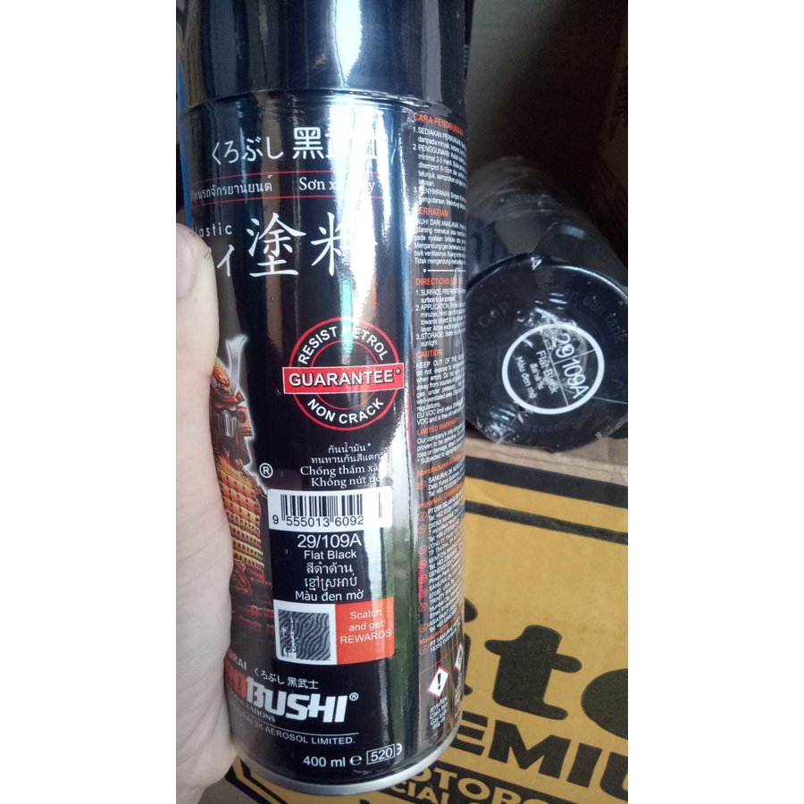 Pilok Pilox cat semprot Samurai Kurobushi Flat Black 109a Hitam Doff 109A 400ml