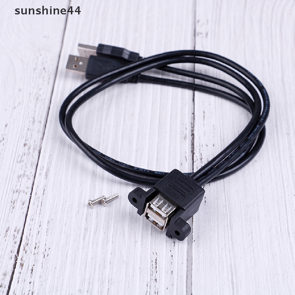 Sunshine Dual USB 2.0 A female socket panel mount to 2 USB A male 50cm extension cable ID