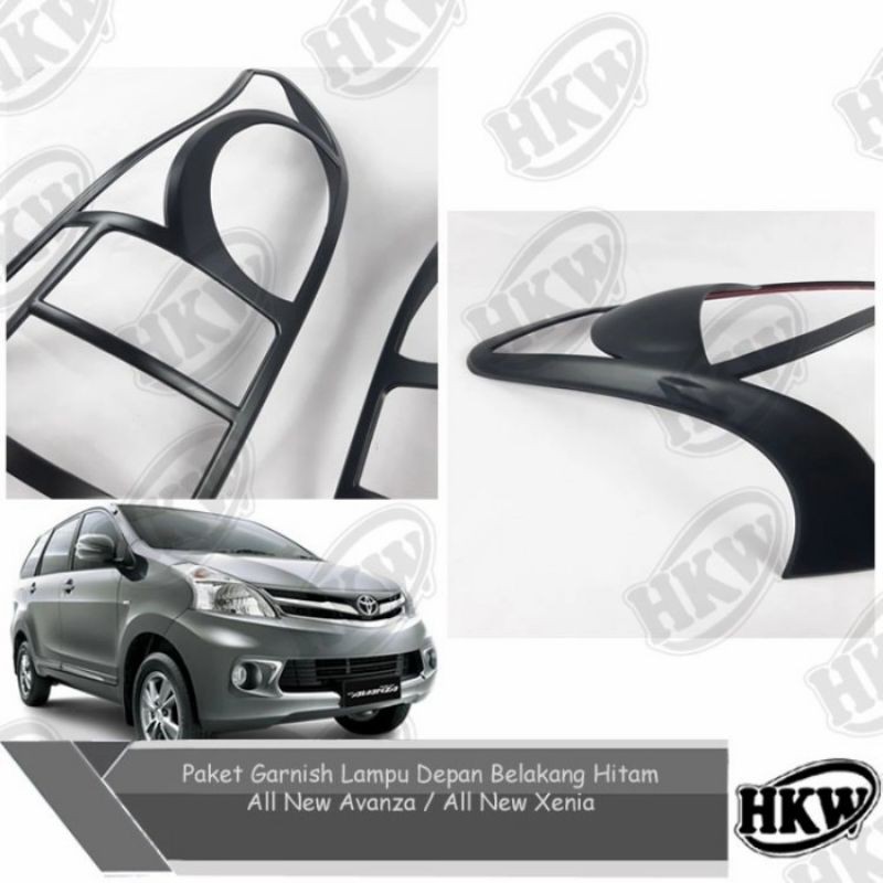 Paket Garnish Lampu Depan Belakang Hitam All New Avanza