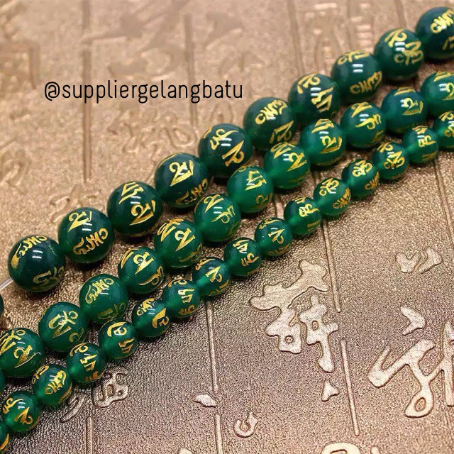 tibetian lucky charm bracelet green hijau tibet bahan bongkah emas