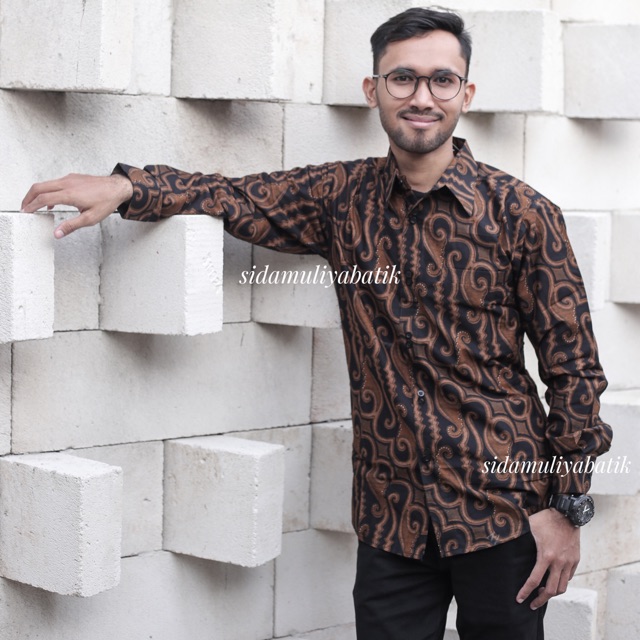 Sidamuliya Batik Kemeja Pria Slimfit Premium Parang Lengan Panjang