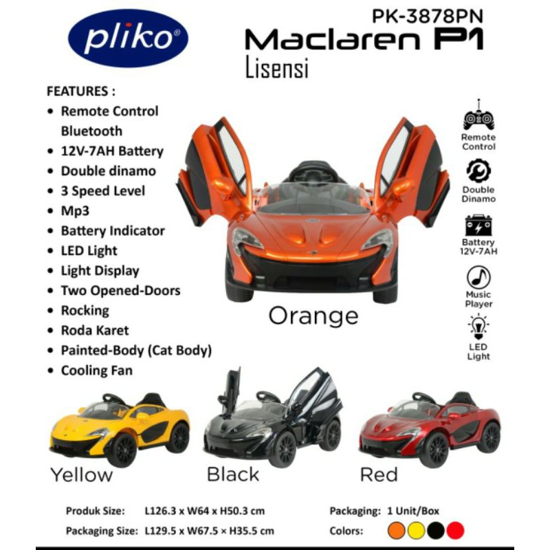 Mobil aki anak Pliko Mclarens Pliko 3878