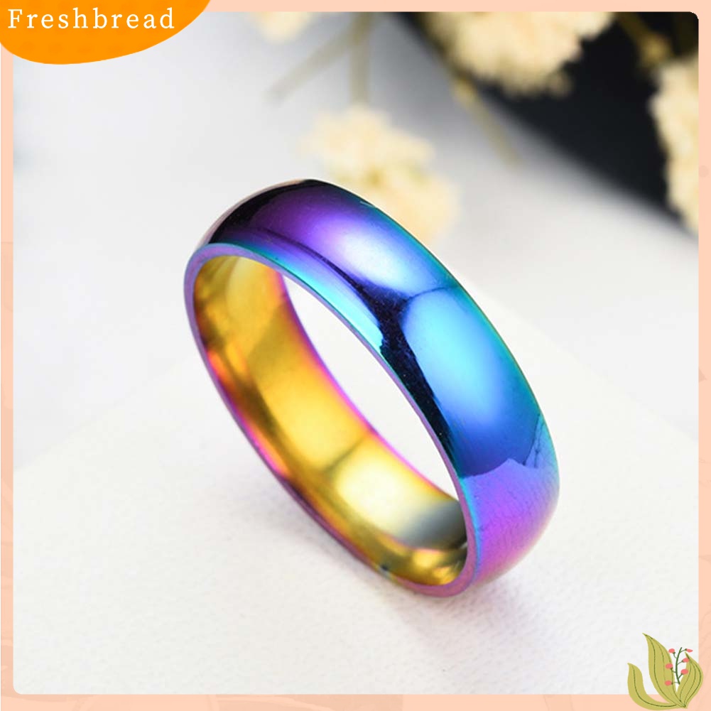 [TERLARIS]Fashion Rainbow Dome Stainless Steel Finger Ring Couple Wedding Jewelry Gift