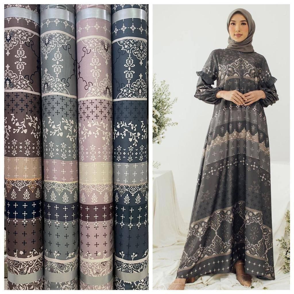 Gamis Kirani - Gamis Maxmara Lux Kombinasi Ceruty Premium Dress Wanita Party Dress Fashion Kekinian Muslim Kekinian LD 110 cm