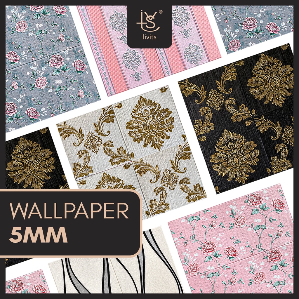 WALLPAPER MOTIF UKIRAN HIGH QUALITY | XPE FOAM WALLPAPER DENGAN LAPISAN FOIL | WALLPAPER STICKER TEMPEL