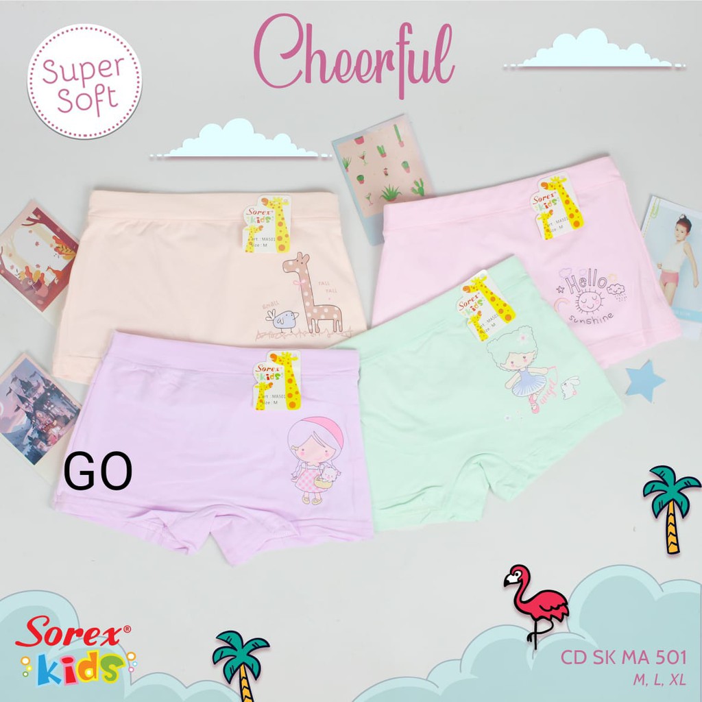 gosSOREX  Kids Girls BOXER Anak Celana Dalam Anak Perempuan CD PolosBergambar Super Soft(perbiji)