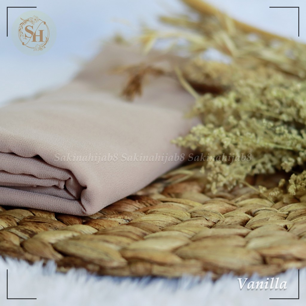 PROMO Pashmina Ceruty Babydoll 200x75 cm jahit tepi CHAPTER1-Vanilla