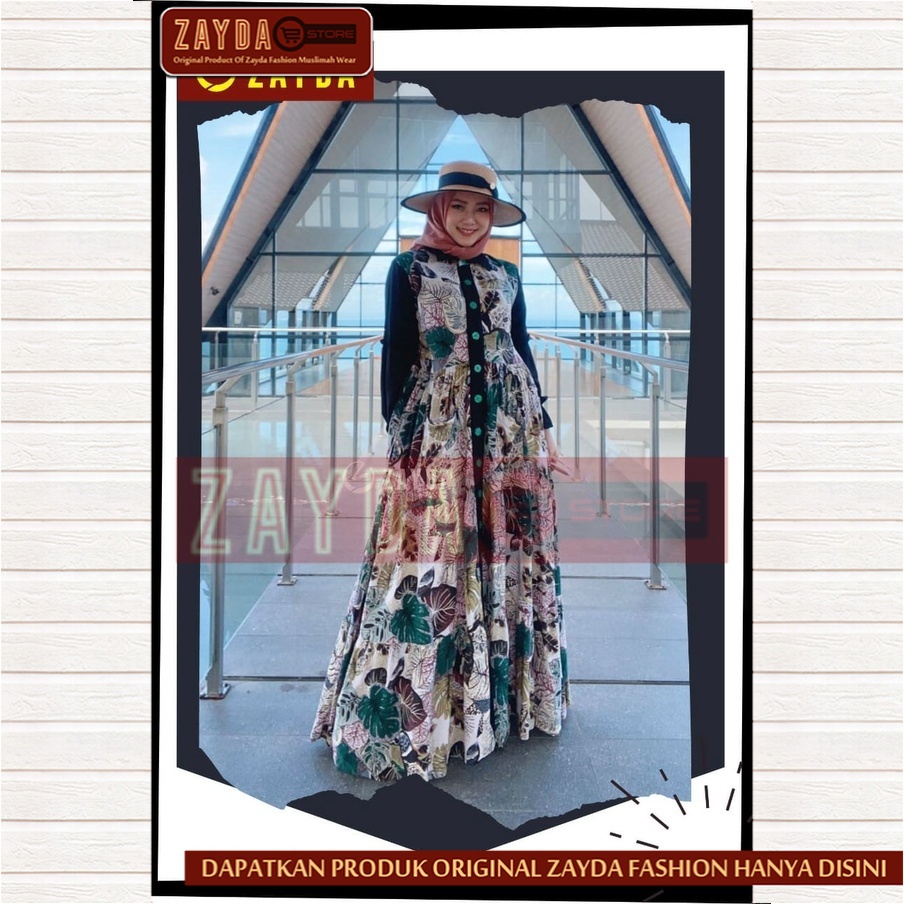 Gamis Remaja Terbaru Gamis Zayda Fashion Gamis Wanita Katun Original ZG77 Green
