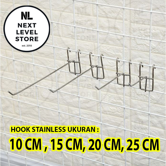 5 10 15 20 25 CM Hook Stik Gantungan Cantelan Ram TEBAL hook 3,5mm Cantolan Besi Aksesoris Display Dekorasi Harga Grosir