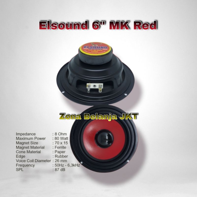 SPEAKER ELSOUND 6 INCH WOOFER 80WATT ORIGINAL