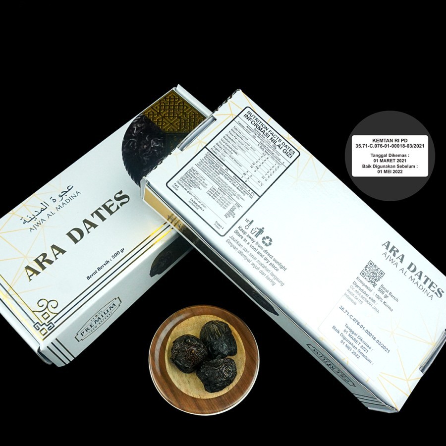 

Kurma ARA DATES Ajwa PREMIUM / Kurma Rosul 500gr RESMI KEMENTRIAN PERTANIAN