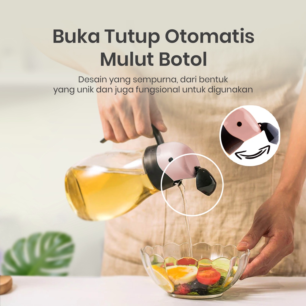 BOTOL KACA MINYAK KECAP SYRUP 600ML | PARROT OIL SAUCE DISPENSER AUTO