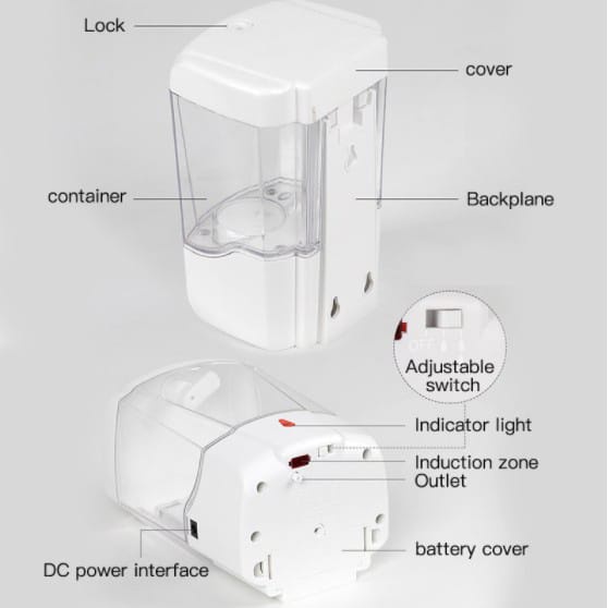 Dispenser Sabun Otomatis / Dispenser Sabun Cair / Tempat Sabun Otomatis Tempel Dinding SENSOR 700ML White