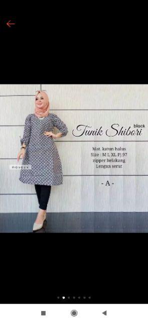 Batik Tunik Shibori Modern Kondangan Kekinian Kerja Kantor Seragaman Tunik Monochrome