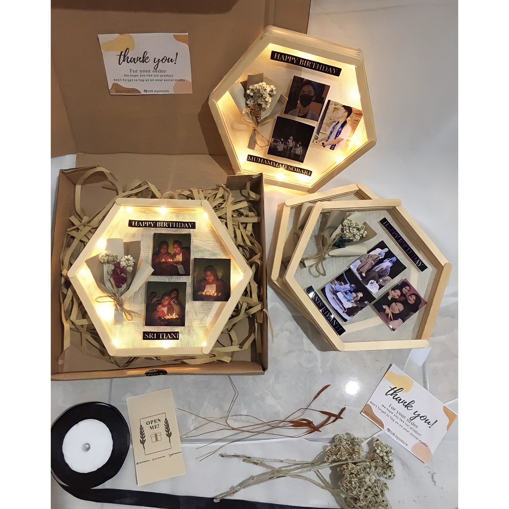 

GIFT BOX HAMPERS HEXAGONAL PLUS LAMP || kado unik | kado murah | kado ulang tahun | graduation